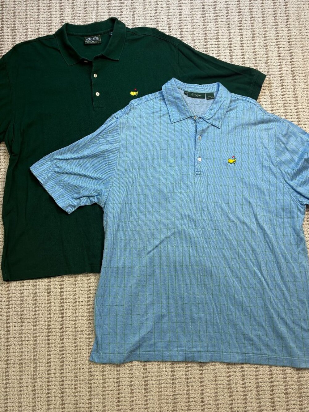 Lot 2 Vintage Masters Collection Green Polo Shirt Bobby Jones Blue Plaid XXL